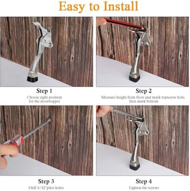 Gotega Door Stopper, 2 Packs Kickdown Door Stop with One Touch Adjustable Height and Rubber Tip 4 Inches, Heavy Duty Door Stops, Door Holder, Bottom of Door - Image 6