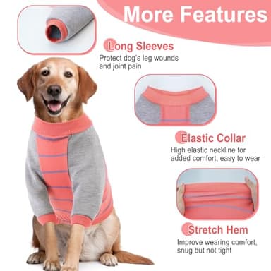 KOESON Dog Recovery Sleeve,Soft Dog Surgery Recovery Suit Front Legs Dog Sleeves for Wounds Front Legs,Dog Leg Sleeve to Stop Licking Dog Elbow Protector,Dog Cone Collar Alternative Orange - Image 3