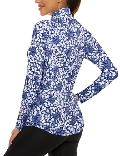 LURANEE Womens UPF 50+ Long Sleeve 1/4 Zip Pullover Athletic Hiking Running Workout Tops - Image 2