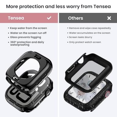 Tensea (2 in 1) for Waterproof Apple Watch Screen Protector Case Series 11/10 46mm Accessories, 360 Front and Back, iWatch PC Face Cover with Tempered Glass for Women Men, 46 mm - Image 2