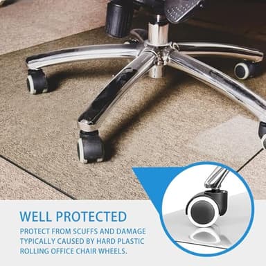 GLSLAND 46" x 55" Tempered Glass Chair Mat Heavy-Duty Floor Protector for Carpet & Hard Floors Scratch-Resistant Clear Office Mat 1/5" Clear - Image 6