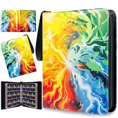 Trading Card Binder for TCG Cards, 9-Pocket Portable Card Collector Ablum Holder Book Fits 900 Cards with 50 Removable Sleeve, Waterproof BKM Card Binder Display Storage Carrying Cases for TCG-Storm - Image 1