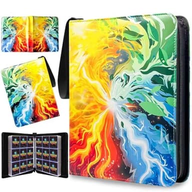 Trading Card Binder for TCG Cards, 9-Pocket Portable Card Collector Ablum Holder Book Fits 900 Cards with 50 Removable Sleeve, Waterproof BKM Card Binder Display Storage Carrying Cases for TCG-Storm - Image 1