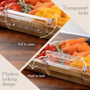 Cover&Board 2-in-1 Charcuterie Board with Lid, Large 12x16 Bamboo Cutting Board and Wooden Tray with 5 Compartments and Clear Cover, Charcuterie and Cheese Server for Entertaining and Travel, Gift Box - Image 4