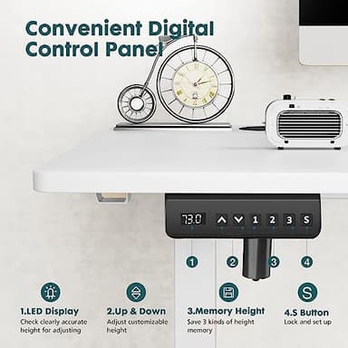 SMUG Standing Desk, Adjustable Height Electric Sit Stand Up Down Computer Table, 40x24 Inch Ergonomic Rising Modern Lift Motorized Gaming Desktop Workstation for Work Home Office, White - Image 3