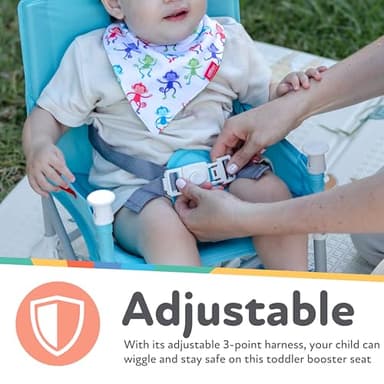 Nuby Easy Go Pop-Up Booster Seat with Removable Tray - 6+ Months - Portable Booster Seat for Floor for Indoor/Outdoor Use - 3-Point Safety Adjustable Straps - Includes Travel Bag - Safari - Image 3