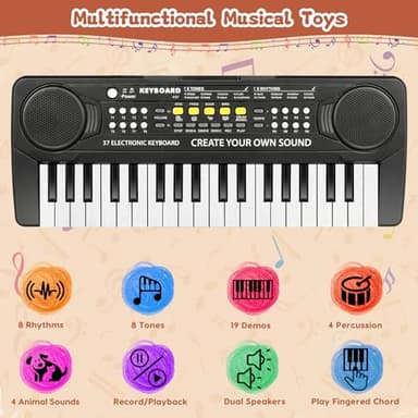 37 Key Upgrade Piano Keyboard for Kids Musical Toys for 3 4 5 6 Year Old Girls Keyboards Pianos for Beginners with Microphone for 3+ Year Old Boys Girls Gifts - Image 5