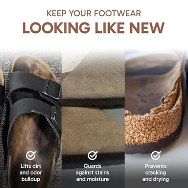 4-in-1 Sandal and Shoe Cleaning Kit for Birkenstock – Premium Care Kit Safe for Leather, Suede, Nubuck & Cork - Includes Sealer, Protector Spray, Cleaner & Brush - Image 4