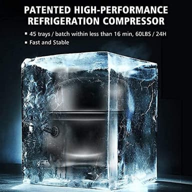 Ice Maker Machine Commercial 100Lbs/24H - Freestanding Ice Maker Under Counter Ice Machine Stainless Steel, 45 Ice Cubes/Cycle, 2 Ways Water Inlet, Large Storage Bin for Bar Home Office Restaurant - Image 3