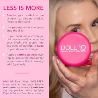 Doll 10 Peptide Bounce Balm Foundation™ – Hydrating, Age-Defying Foundation for Older Women, All Skin Types – Vegan, Clean, Natural, Medium Buildable Coverage, Blurs Fine Lines - [Light/Medium] - Image 4