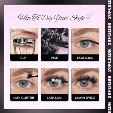 SOFENIDA Lash Clusters Kit 100D Thick Cluster Lashes 10-18mm Volume Eyelash Clusters D Curvature Cluster Eyelash Extensions 3D Wispy Lash Clusters DIY Lash Extension Kit(100D-10-18MIX Thick Kit) - Image 7