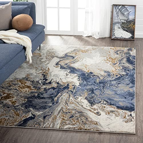LUXE WEAVERS Marble Swirl Abstract Area Rug, Blue 8x10 - Image 1