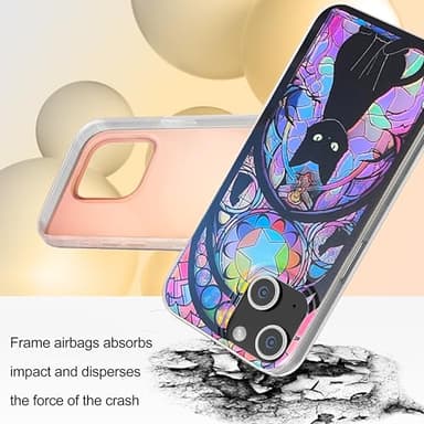 buccilly for iPhone 13 Case & iPhone 14 Case Shiny Halloween cat Design,Cute Holographic Soft Slim TPU Shockproof Protective Bumper Phone Cases Cover for Women Girls Man Aesthetic,iPhone 14/13 6.1" - Image 3