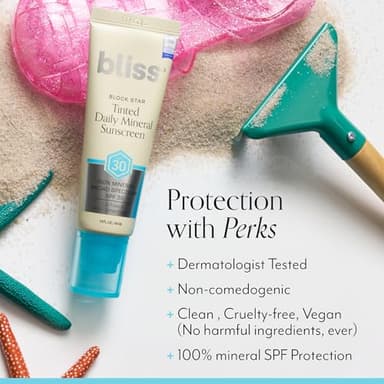 Bliss Block Star SPF 30 Daily Tinted Mineral Sunscreen with Zinc Oxide - All Skin Tones - 100% Mineral Broad Spectrum Sunscreen with Titanium Dioxide & Antioxidant Blend- 1.4 fl oz. - Image 4