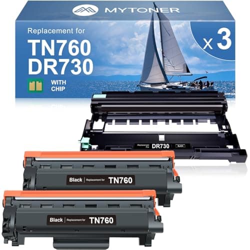 MYTONER Compatible Toner Cartridges Replacement for Brother TN760 TN-760 DR730 Drum Unit TN730 TN-730 for MFC-L2750DW MFC-L2690DW MFC-L2710DW MFC-L2717DW HL-L2350DW Printer (2 Packs Toner, 1 Drum) - Image 1