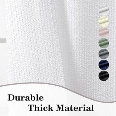 OVZME Berry White Shower Curtain Set, Embossed Textured Fabric Bathroom Curtain for Bathroom - Soft Cloth & Hotel Spa, Water Resistance, Machine Washable Shower Curtain with 12 Hooks, 72X72, White - Image 6