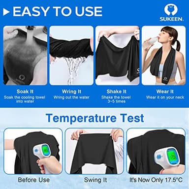 Sukeen Cooling Towel,Instant Evaporative Cooling for Sports,Yoga,Golf,Gym,Neck,Workout and More(40”x 12”) - Image 2