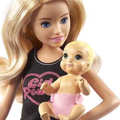Barbie Skipper Babysitters Inc Set with Blonde Doll in 'Girl Power' Top, Baby Doll & 4 Accessories - Image 3