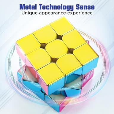 D-FantiX Mirror Reflective Magnetic Speed Cube 3x3x3, Cyclone Boys Original Stickerless Magic Cube, Unique Shiny Metallic Color Speedcube with Display Stand, Birthday Gift Ideas for Boys Girls Adults - Image 4
