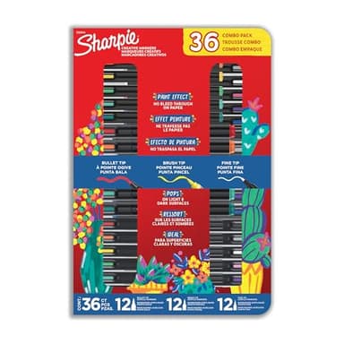 Sharpie Creative Markers Variety Pack, Water-Based Acrylic Paint Markers, Assorted Tips and Colors, 36 Count - Image 1