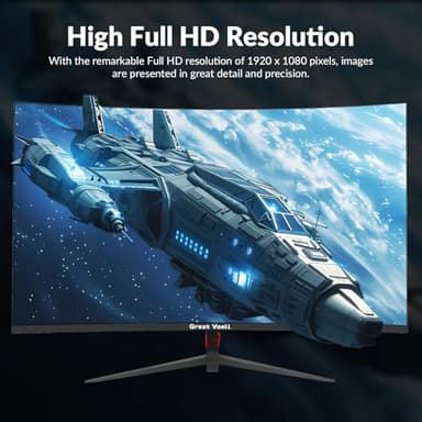 Great voell 24 Inch Curved Gaming Monitor, 180Hz/144Hz FHD 1080P, 120% sRGB, 1ms, AMD FreeSync, Low Motion Blur, VESA Wall Mount, HDMI 1.4 & DP 1.2 – Black - Image 6