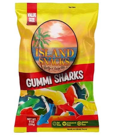 Island Snacks Gummy Sharks, 8 Ounce, 6 Count - Image 1