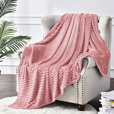 BEDELITE Baby Blankets for Boys Girls 50"x 70" - 3D Ribbed Jacquard Cute Fuzzy Fleece Blanket, Warm and Breathable Soft Cozy Throw XL Blanket, Dusty Pink - Image 5