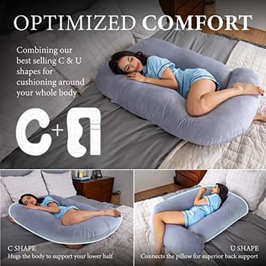 Pharmedoc Pregnancy Pillows, U-Shape Full Body Pillow -Removable Cover Jumbo Size - Grey - Pregnancy Pillows for Sleeping - Body Pillows for Adults, Maternity Pillow and Pregnancy Must Haves - Image 3
