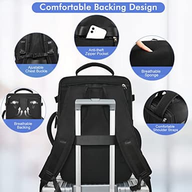 Rinlist Travel Backpackfor Men Women Flight Approved, Carry-on Backpack Personal Item Backpack Bag Luggage on Airplanes, Black Backpacks for Traveling, Travel Essentials Must Haves - Image 6