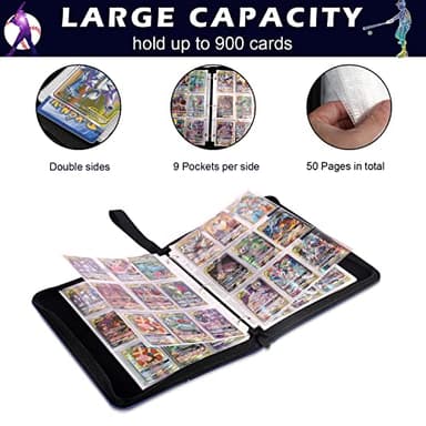 CECOKESO Trading Card Binder with Sleeves, Sports Card Binder Collectible Trading Card Albums with 50 Removable Sleeves (Blue, 9 Pocket) - Image 2