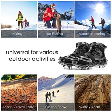 Crampons Ice Cleats Traction Snow Grips for Boots Shoes Women Men Anti Slip 19 Stainless Steel Spikes Safe Protect for Hiking Fishing Walking Climbing Mountaineering - Image 5