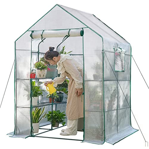 Greenhouses for Outdoors,Portable Walk in Greenhouse for Garden Plants That Need Frost Protection and Away from Pests,Animals(56"x55"x78")-White - Image 1