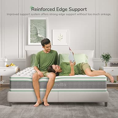 Novilla Queen Mattress, 12 Inch Hybrid Mattress in a Box, Innerspring Mattress with Gel Memory Foam for a Cool Sleep, Pressure Relief, Medium Firm Pillow Top Mattress, Groove - Image 6