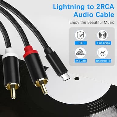WORLDBOYU USB C to RCA Cable Audio Aux Adapter, Stereo Y Splitter Adapter for Select iPhone, iPad and iPod Models for Power Amplifier, Car, Home Theater, Speaker and More 10FT - Image 7