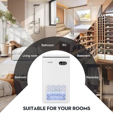 ToLife Dehumidifiers for Home 95 OZ Water Tank, 1000 sq.ft Dehumidifier for Basement Bedroom Bathroom with Auto Shut Off 7 Colors LED Light,White - Image 7