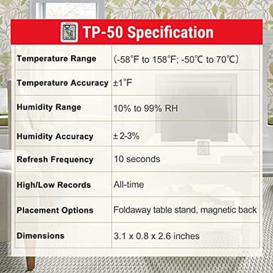 ThermoPro TP50 Digital Hygrometer Indoor Thermometer Room Thermometer and Humidity Gauge with Temperature Humidity Monitor - Image 9