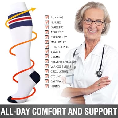 Bluemaple 6 Pack Copper Compression Socks for Women and Men Circulation-Best Support for Medical, Running,Nursing,Athletic - Image 6