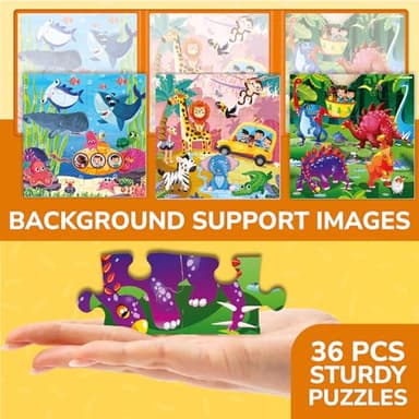 QUOKKA Magnetic Puzzles for Kids Ages 4-6 - 36 Pieces Sudoku Toddler Puzzles Ages 2-4 - Travel Games for Kids Ages 3-5 - Animal Jungle Sea Toddler Travel Toys - Car Airplane Road Trip Games - Image 4