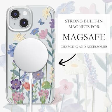 Floral Case for iPhone 15 Compatible with mag~Safe Clear TPU Bumper Phone Case for Girls Women Slim Cute Hard Back Shockproof Phone Case Cover Origin Design - Image 6