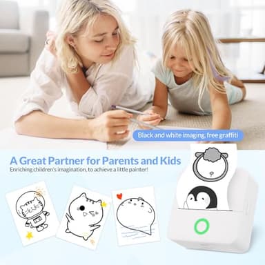 mafiti Thermal Pocket Printer Portable Inkless Bluetooth Mini Sticker Wireless Lable Printer Pictures Print for Scrapbook Journal Sticky Label with 6 Rolls Thermal Paper - Image 5