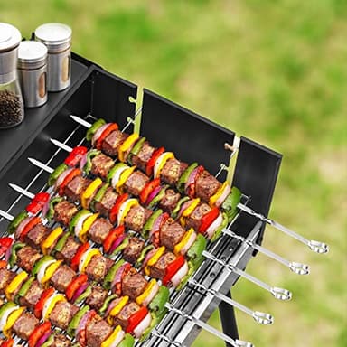 Kabob Skewers 14" Stainless Steel Long BBQ Barbecue Skewers, Flat Metal Kebob Sticks Wide Reusable Grilling Skewers for Meat Chicken, Set of 12pcs with Storage Bag by JY COOKMENT - Image 4
