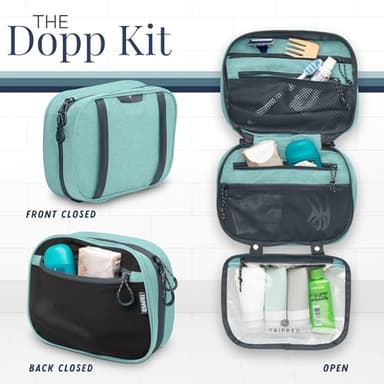 Toiletry Bag Kit Set: Hanging Travel Toiletry Bag + 311 TSA Cosmetic Liquid Bag + Ultralight Accessory Organizer Pouch (Dusty Teal) - Image 4