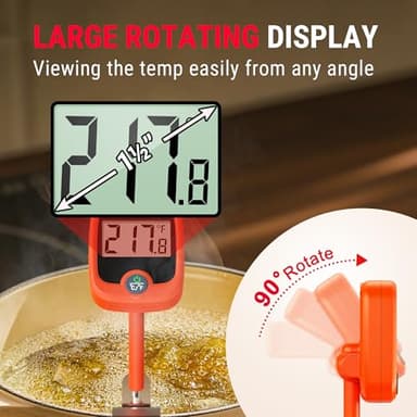 ThermoPro TP509 Candy Thermometer with Pot Clip, 10" Long Probe Instant Read Meat Food Thermometer with LCD, Cooking Oil Thermometer Deep Frying Thermometer for Candy Maple Syrup Sugar Brewing Making - Image 7