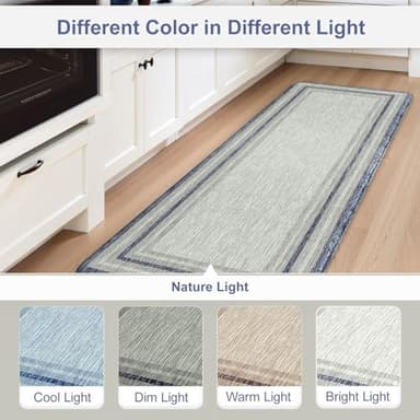 KIMODE Anti Fatigue Kitchen Mats 2PCS, Non-Slip Waterproof Kitchen Rugs, Cushioned Kitchen Mat for Floor, Comfort Standing Mat for Sink, Laundry, Office, Desk Blue and Grey 20"x47"+20"x32" - Image 7