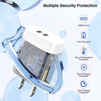 iPhone 14 13 Charger 10 ft, [Apple MFi Certified] Dual Port USB C Charger Block Adapter with Type C to Lightning Cord, iPhone Fast Charging Cable for iPhone 14/14 Pro/14 Pro Max/13/12/11/XS/SE,iPad - Image 4