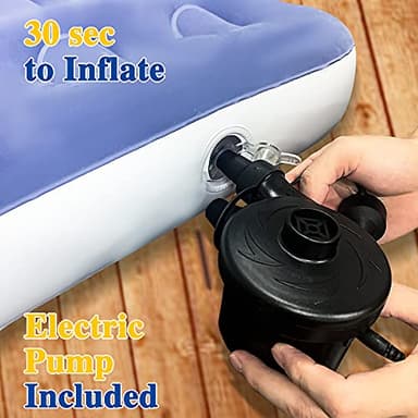 Inflatable Kids Travel Bed Toddler Air Mattress Set,Portable Blow Up Mattress Sleeping Bed Cot with Bed Rails and Electric Pump Ideal for Road Trip - Image 8