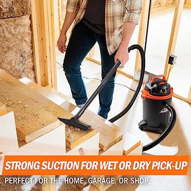Armor All VO405P 0901 4 Gallon Wet/Dry Vac 2.0 Peak HP Shop Vacuum with Nozzles & Brush,Black/Orange - Image 5