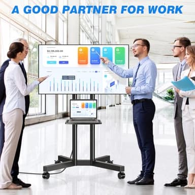 Rfiver Mobile TV Cart Rolling TV Stand with Power Outlet for 32-75 Inch Screens, Portable TV Stand on Wheels with Height Adjustment, Outdoor TV Mount Stand with Shelf Holds up to 88lbs for Home Office - Image 6