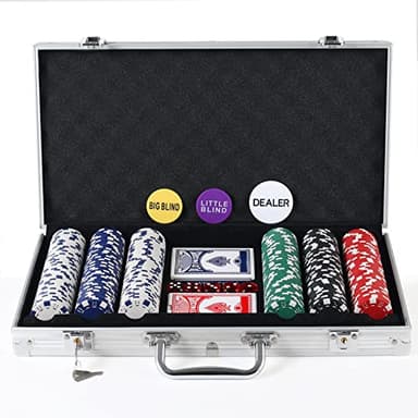 300Pcs Poker Chips Set for Texas Holdem,Blackjack,Professional Poker Kit with Aluminum Case,2 Decks Cards,Dealer,Big Small Blind Buttons and 5 Dice,11.5 Gram Gambling Chips for Casino Games - Image 1