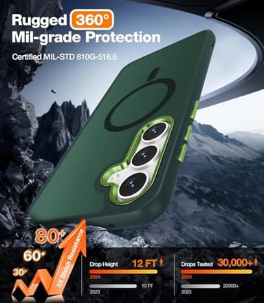WRJ for Samsung Galaxy S25 Case,Galaxy S24 Case with Screen Protector,[Compatible with Magsafe] Magnetic Slim Matte Translucent Phone Case Women Men Shockproof Protective Cover-Green - Image 3